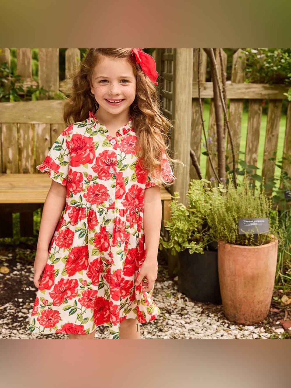 Pink Chicken Autumn Dress- Red Peonies